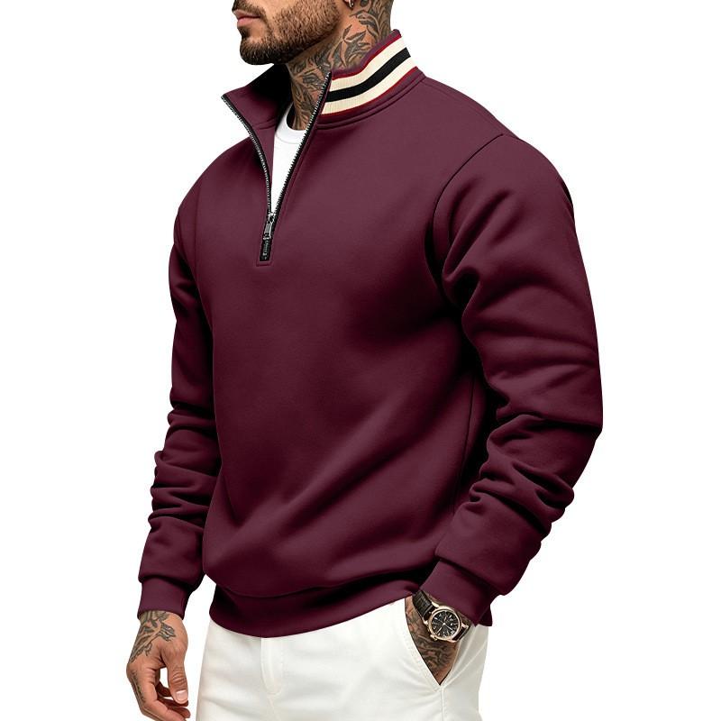 Mens Fleece Lined Stand Collar Sweatshirt Loose Fit Casual Outdoor Winter Warm Top
