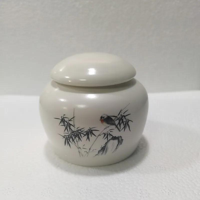 

Ceramic Tea Caddy Small Mini Portable Oolong Tea Storage Tank Travel Tea Boxes Powder Sealed Jar Tea Containers Spice Candy Jar 7.9x6.3cm