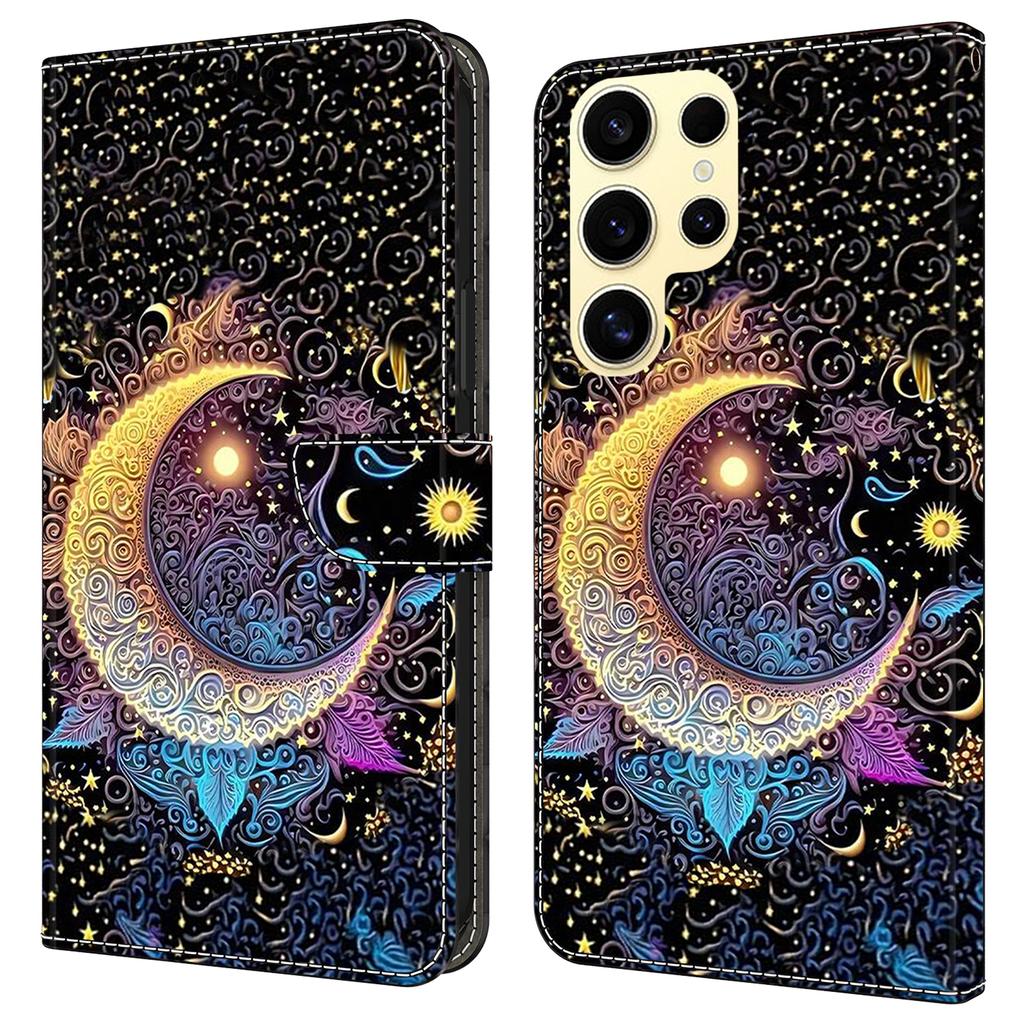 Für Samsung Galaxy S25 Ultra Hülle Brieftasche Ständer Musterdruck PU Leder Klapphülle