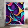 Bright Rainbow Shower Curtain Set Modern Colorful Print for Bathroom Decor Customizable Size Waterproof Fabric 180x180cm Purple
