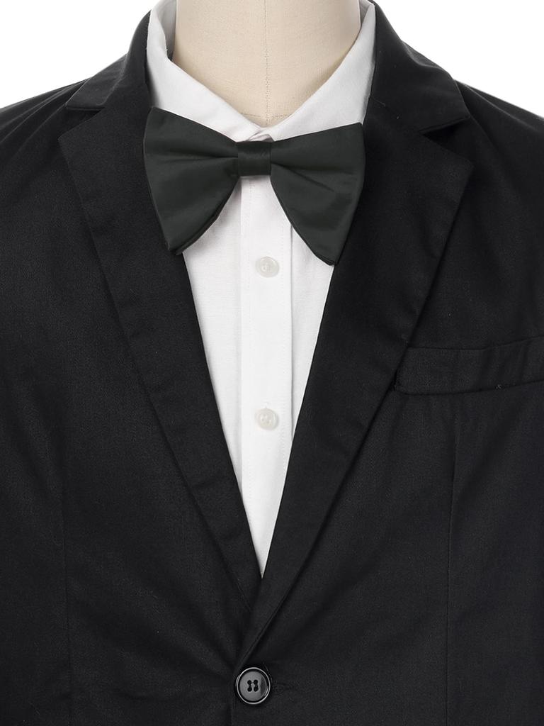 [Elerevyo] Men's Formal Tuxedo Plain Satin Large Bow Tie Black One Size