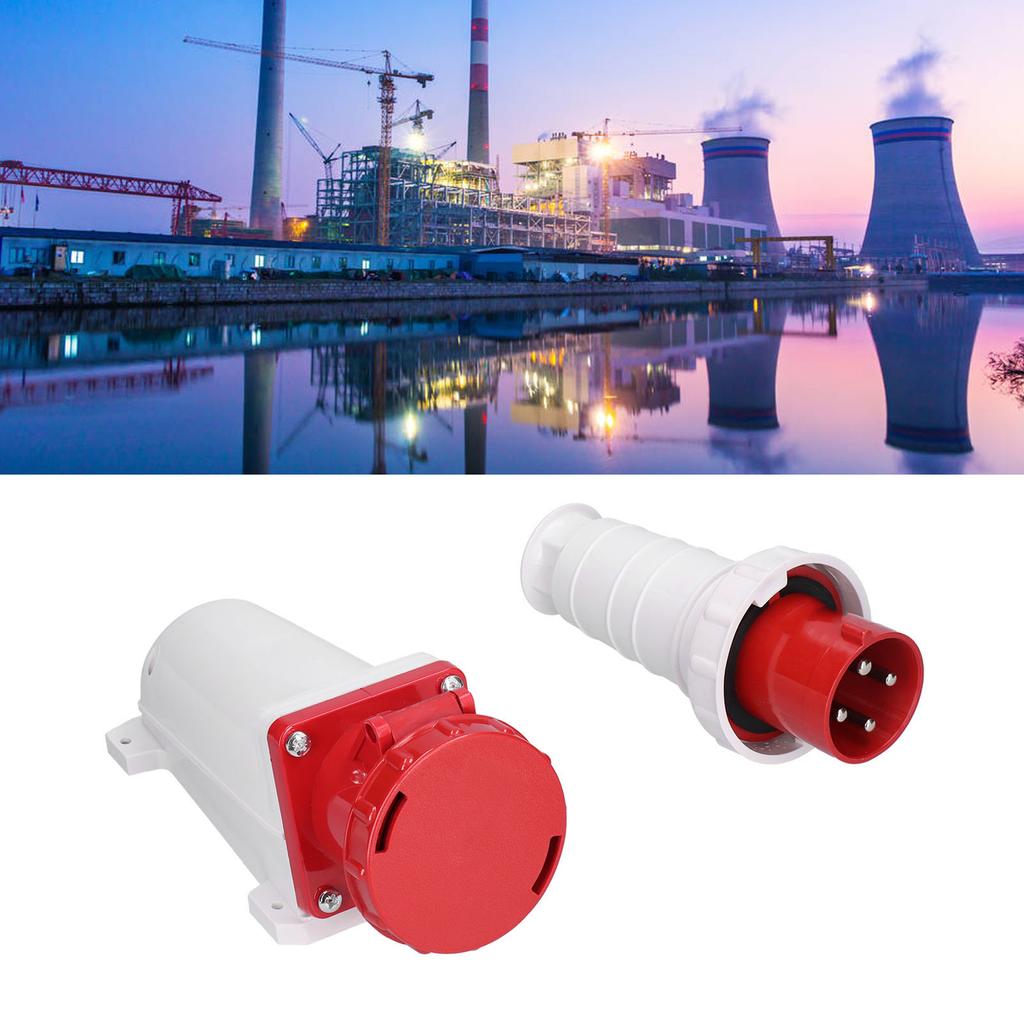 Conjunto de conectores de tomada industrial IP67 à prova d'água 3 fases de energia 4 pinos 63A 3P+E 380415V