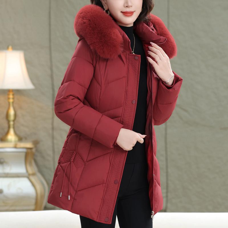 Jachete Femeie de Vârstă Mijlocie Iarnă Mărimi Mari Haine Exterioare cu Glugă Guler din Blană Faux Gros Cald Casual Palton de Iarnă Parkas Femei