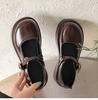 Black retro round head platform small leather shoes women's 2025 new spring and autumn with skirt French heightening Mary Jane single shoes