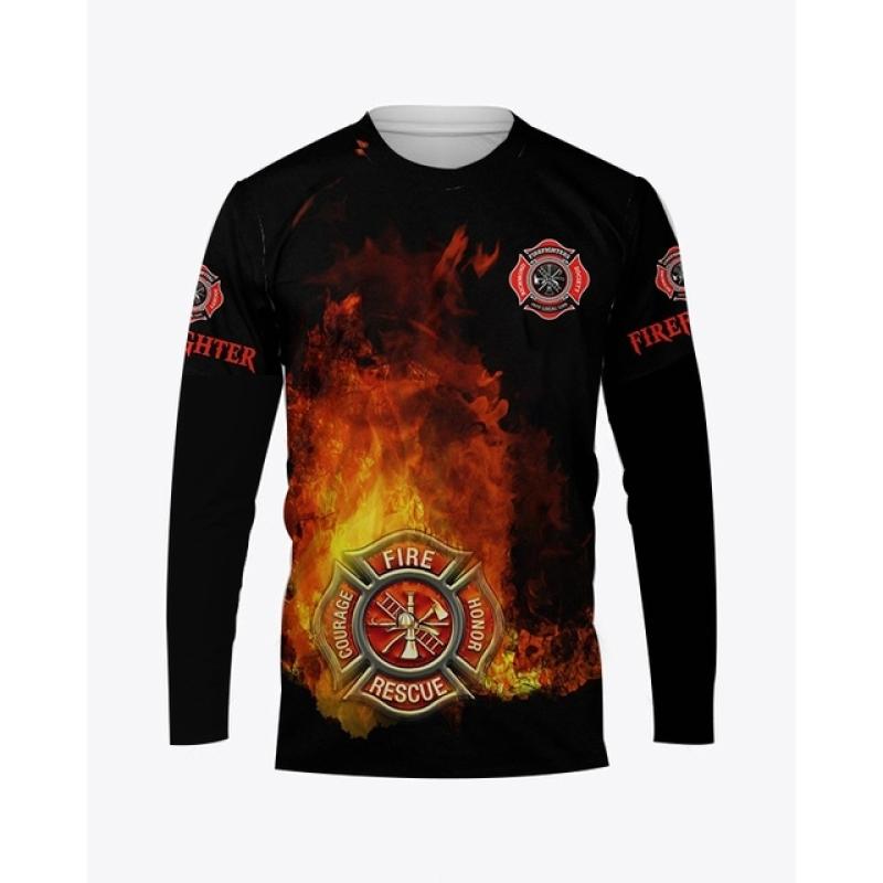 

Мужская футболка с 3d принтом «Пожарный», весна-осень, с длинным рукавом и круглым вырезом, повседневный модный пуловер, уличный тренд, качественный топ 6XL