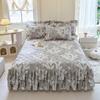3pcs Bed Skirt Set Solid Color Quilted Thickened Lace Decoration Includes 1 Bed Skirt + 2 Pillowcases Suitable for Home And Hotel