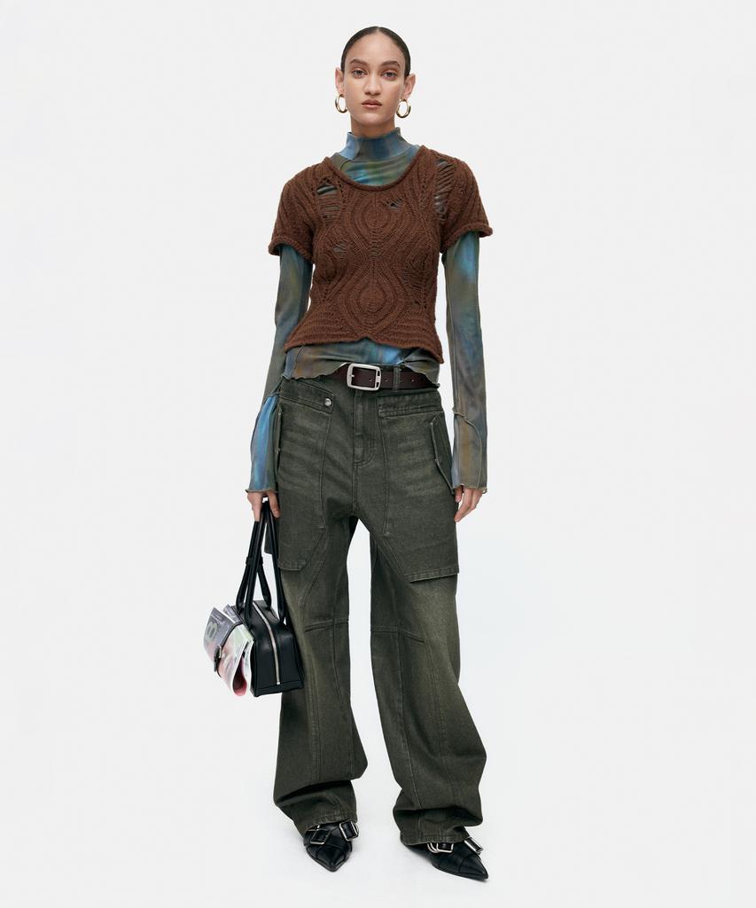 ADSB ANDERSSON BELL Cap Sleeve Sweater Layered Top Atb1352W(Brown)