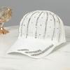 Hat Women's Hollow Breathable Knitted Cap Summer Versatile Rhinestone Baseball Cap Sun Protection Sun Hat Women