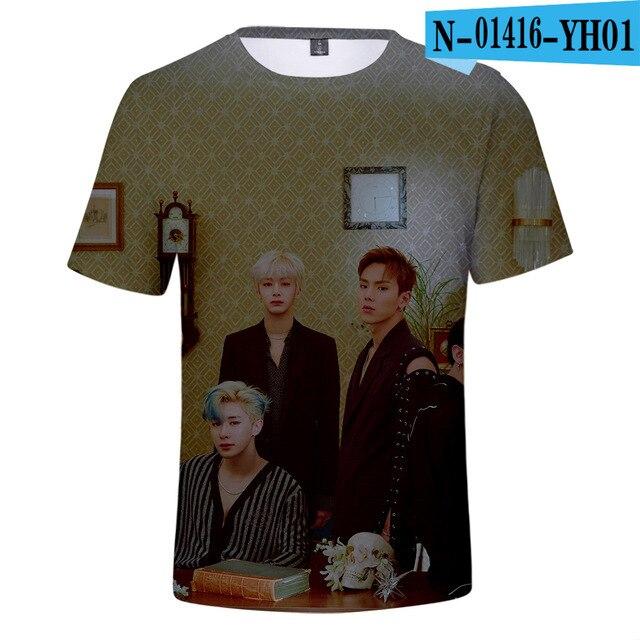 Kpop Monsta X 3d Printed T Shirt Women Men Harajuku T -Shirt K -Pop Team Member Tshirt Short Sleeve T Shirts Streetwear Clothes 