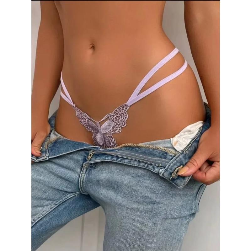 Women's Butterfly Mesh Thong - Sexy and Comfortable Off Shoulder Thong Sexy Lingerie Lace Bow Thong