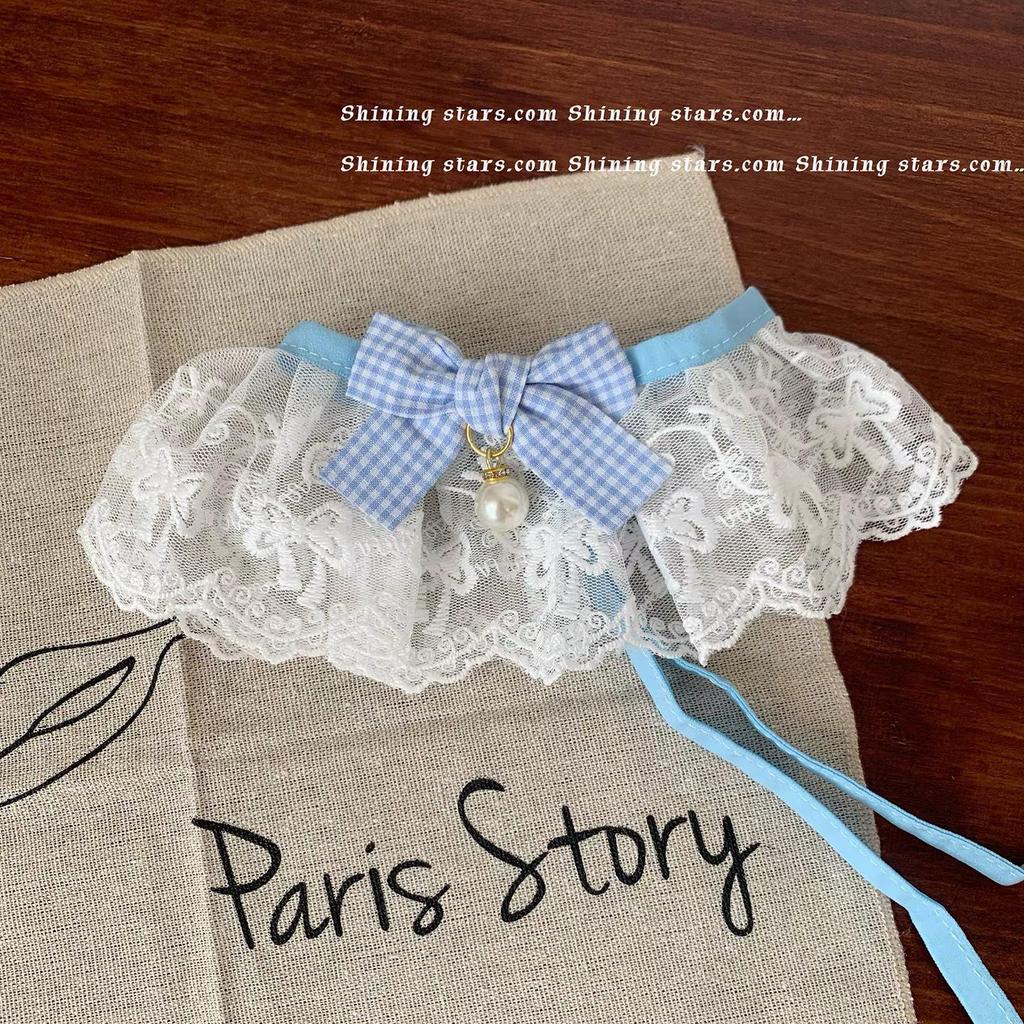 Pet Plush Doll Scarf: Cute Lace Bow Tie Collar for Cats & Dogs