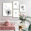 Nordic Dandelion Flower S and Prints Living Room Scandinavian Black and White Wall Art Canvas Abstract Painting Picture