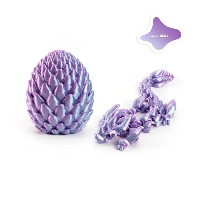 12cm 3D Printed Easter Eggs with Icy Crystal Mini Dragon Articulated Dragon Figure Easter Basket Stuffers Party Favors for Kids