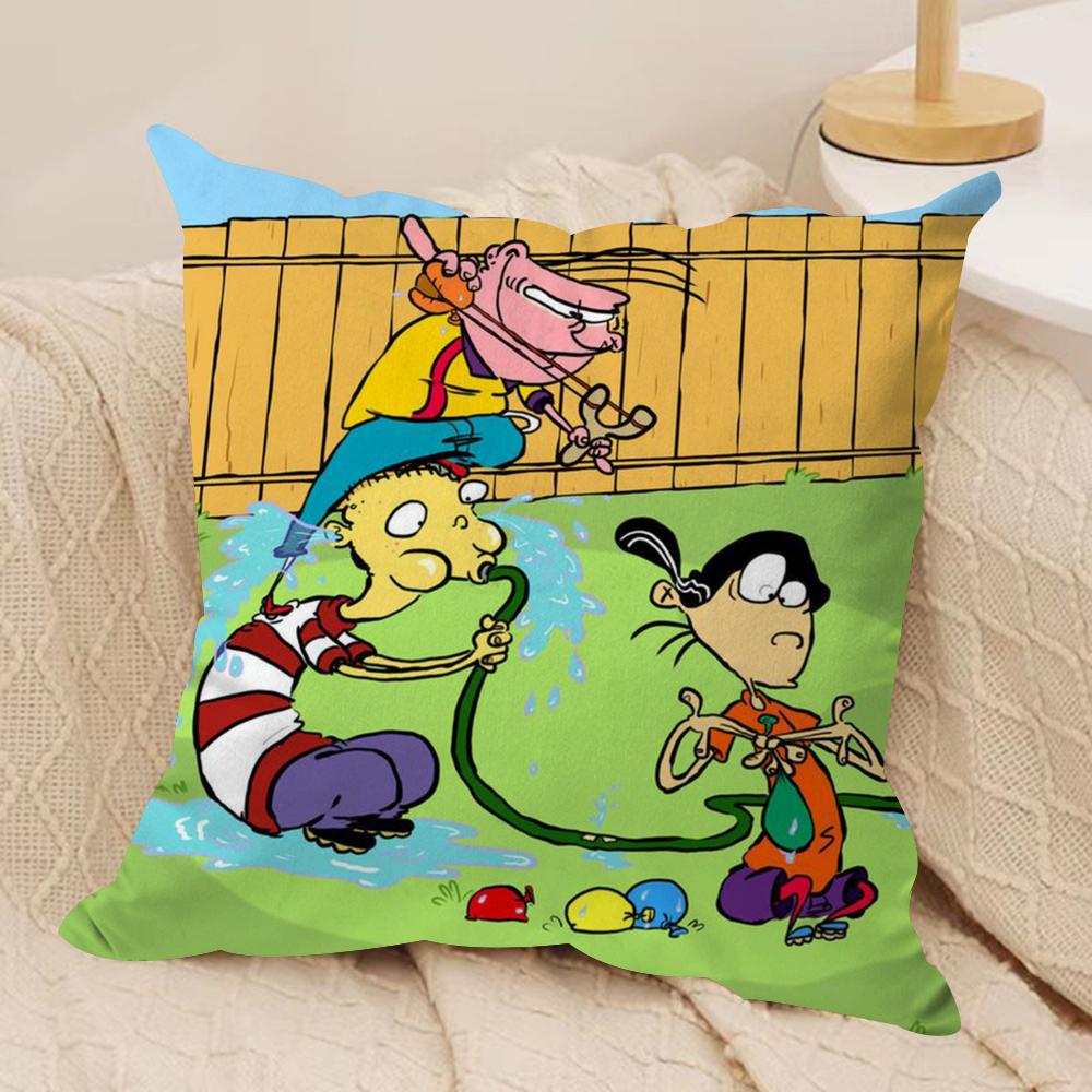E-Ed Edd N Eddy Cushion Cover Silky Short Plush Double-Sided Printed Pillow Case for Sofa All Seasons Home Decor Gift