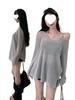 Korean Style Ice Silk Long Sleeve Slit Cover-Up T-Shirt Top for Summer