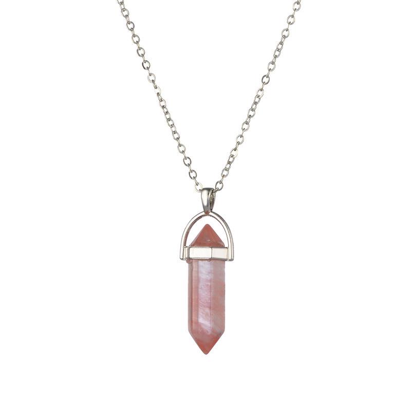Elegant European & American Hexagonal Amethyst Crystal Necklace