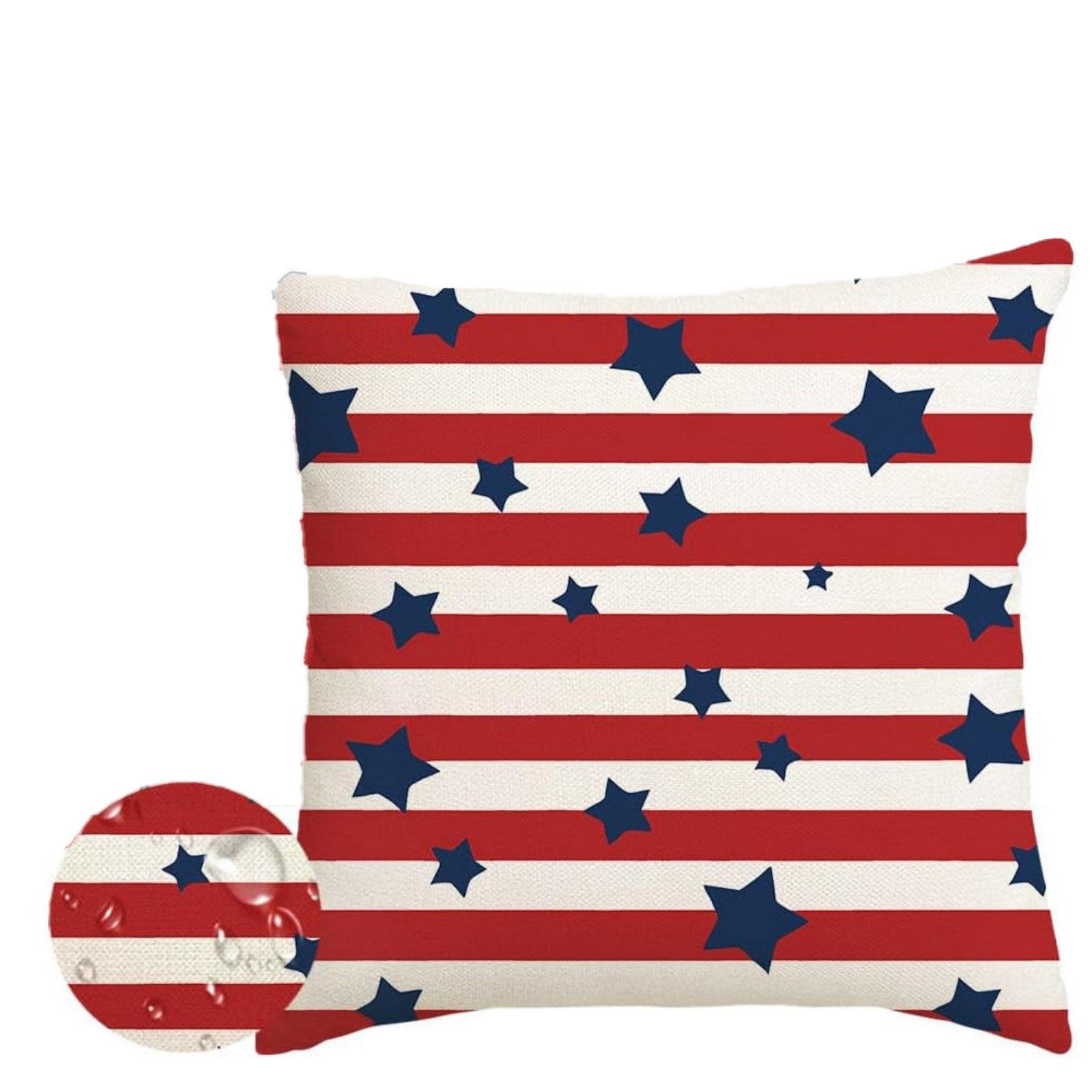 

Square Decorative Throw Pillow Covers Set of 2 with Striped and Star Print for Indoor Outdoor Sofa Couch Bed Patio Home Decor One Size червоний