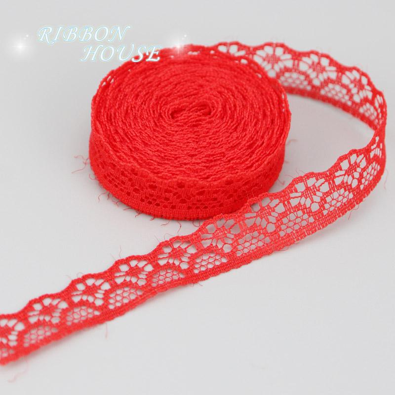 (20 Yards/roll) 15mm White Lace Fabric Webbing Decoration Packing Material Pink Red Blue