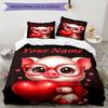 3PC Custom Name Pig Heart Glasses Bedding Set Duvet Cover Closure Includes 1 Duvet Cover & 2 Pillowcases for Bedroom