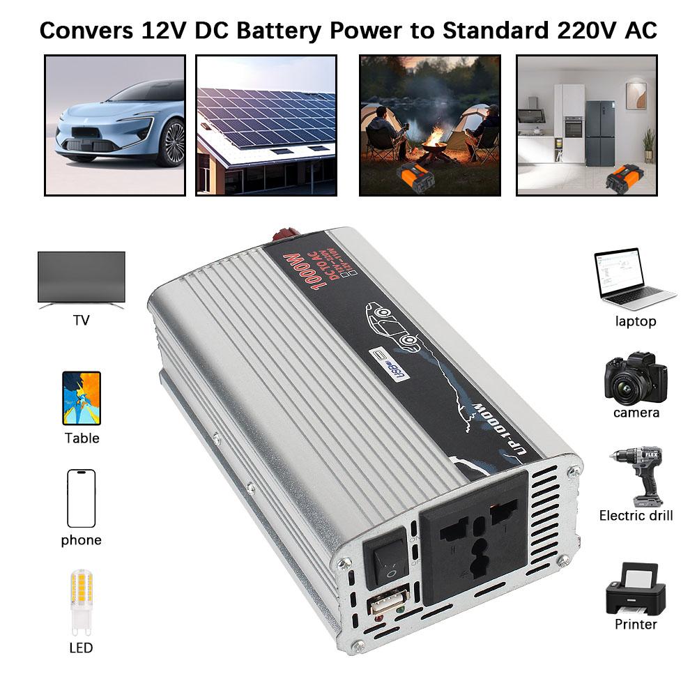Household Inverter DC 12V To AC 110V 220V Storage Battery Solar Power Converter USB Charger AC Power Socket Car Inverter 650W