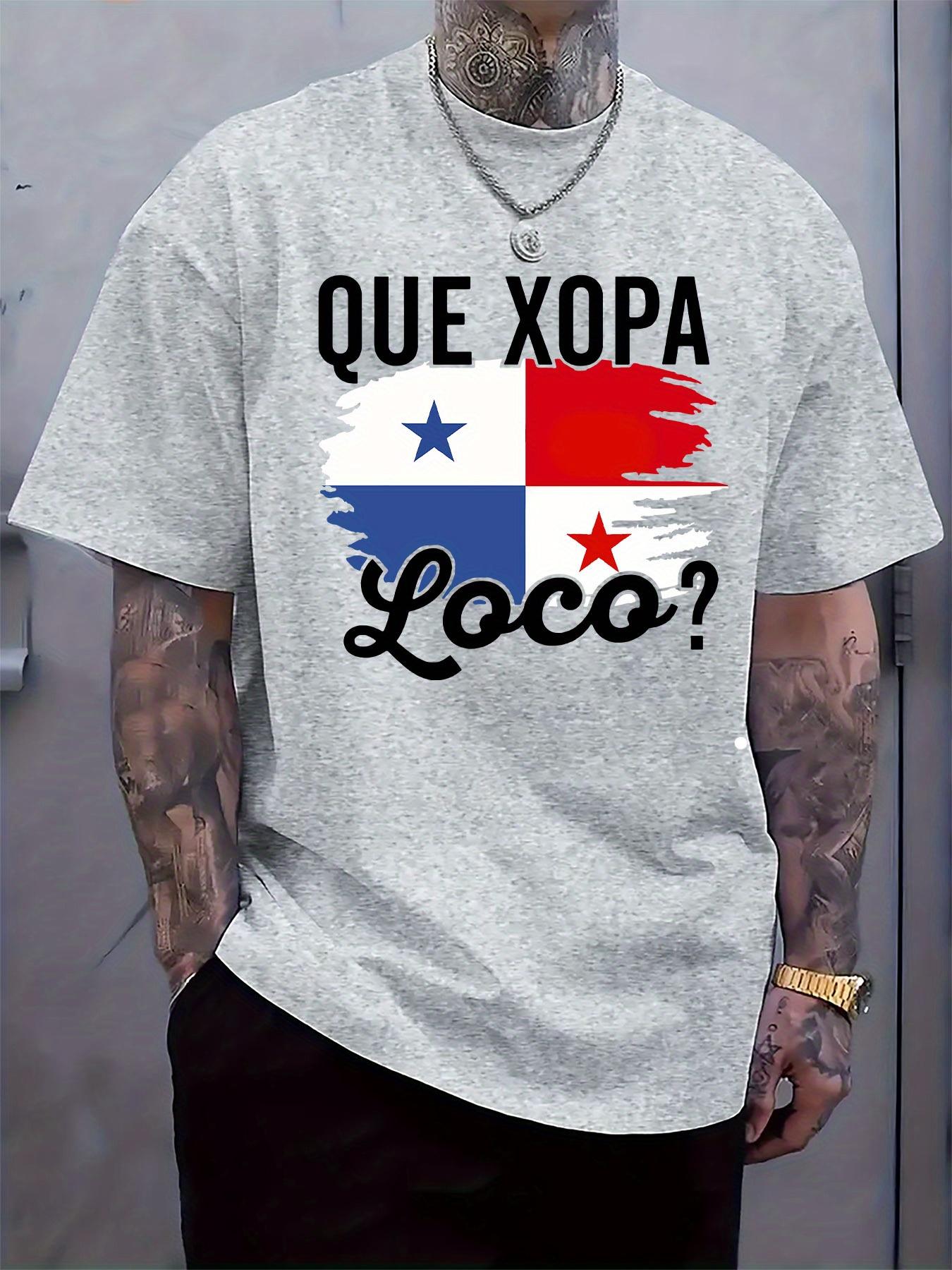 Round Neck Short Sleeve T-shirt with a Fun Panama Slogan Print S