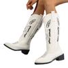 Europäischer und amerikanischer Außenhandel neue bestickte hohe Western-Cowboy-Lederstiefel Damenmode Retro Fußmanschette Schmetterling hohe Ritterstiefel