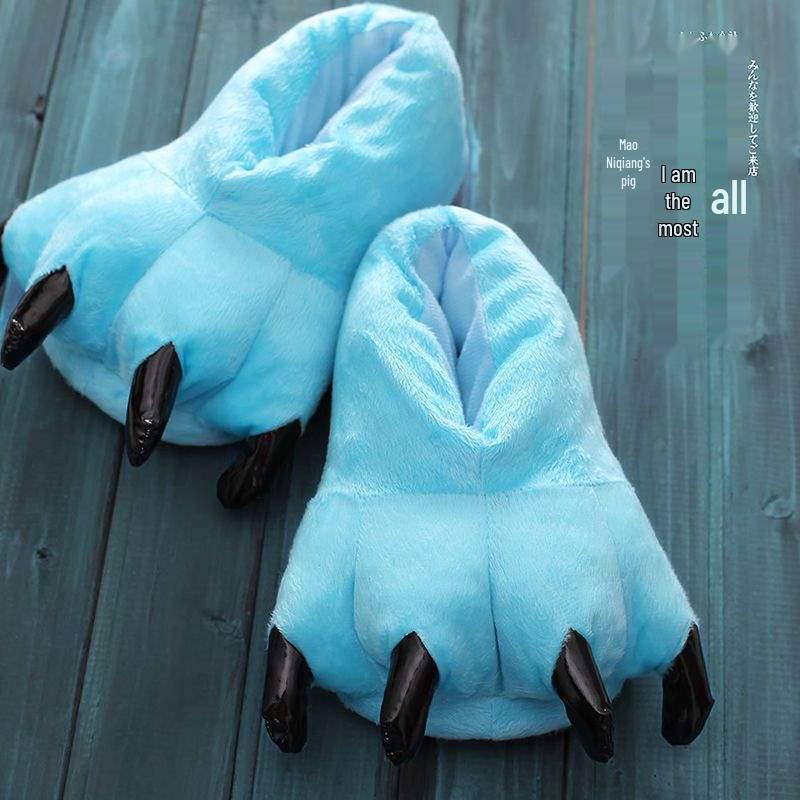 Dinosaur Claw Plush Slippers - Cozy Indoor Cotton for Couples