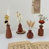 Retro Wooden Flower Vase Desktop Aesthetic Flower Bottle Decorative Plant Pot Arrangement Vase Home Decor Ornaments