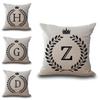 Stylish 26 Letter Cotton Linen Cushion Cover Pillow Case For Home Sofa Decor 18 Inch