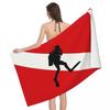 Scuba Diver Flag Beach Towel Quick Drying Dive Diving Super Soft Microfiber Bath Sauna Towels