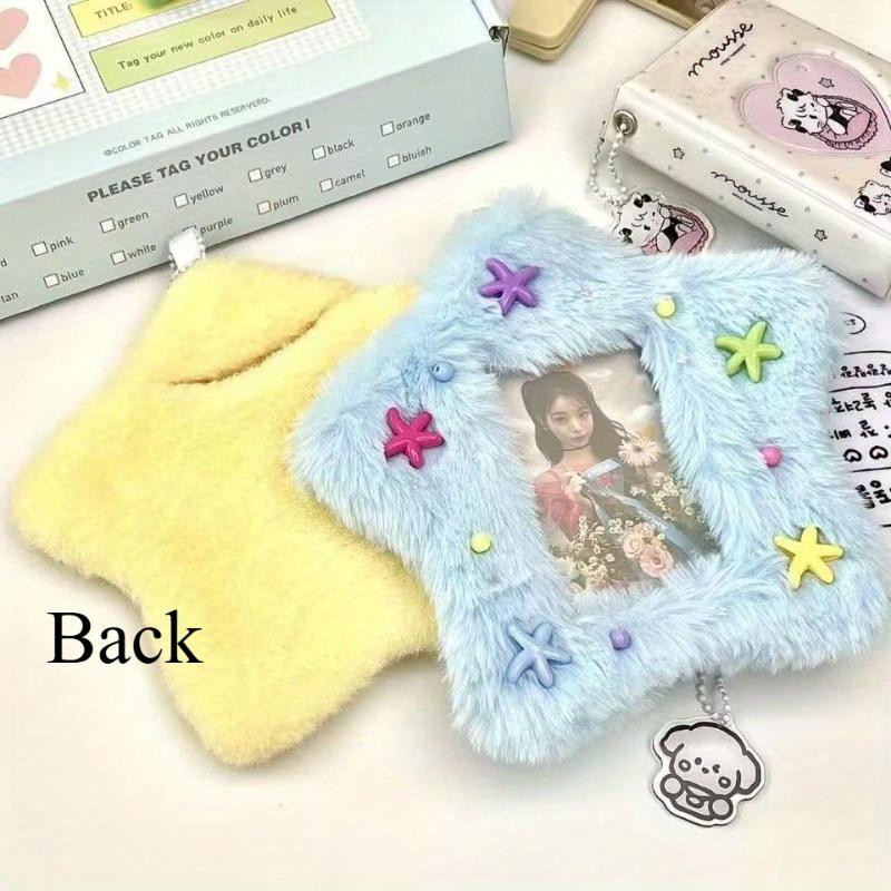 2pcs Star Plush Photo Clips, Random Star Colors, Cute Korean Style with Hanging Ring, Fluffy Design for Photos & Card Holders