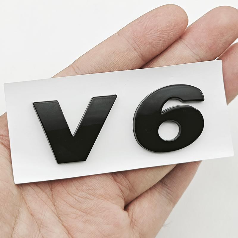 3D ABS Car Letters Logo V6 V8 Badge Sticker Rear Trunk Emblem For Volkswagen VW Phaeton Golf Mk3 Mk4 Mk5 Tiguan Atlas CC Arteon