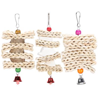 Parrots Chewing Toy Corn Husk Pepper Wood Cuttlefish Bone String Cage Hanging Bird Biting Toy(No. 1 No. 2 No. 3 )