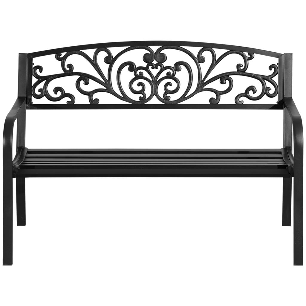 2-Seater Garden Bench, Steel-Black