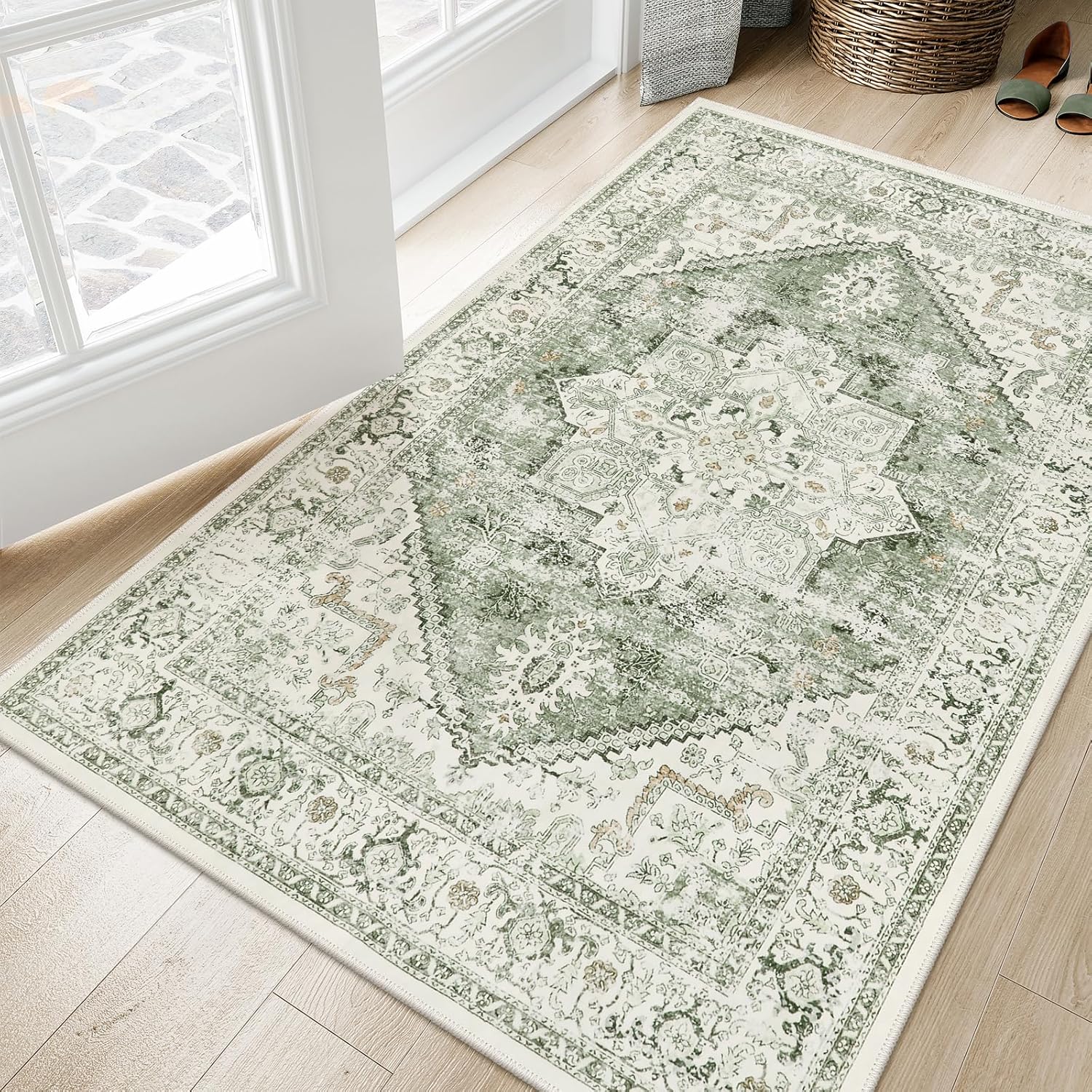 

Rectangular Retro Elegant Door Mat Carpet Decoration Entrance Door with Pink and White Anti Slip Mat Carpet Home Decoration Rug 40x60CM