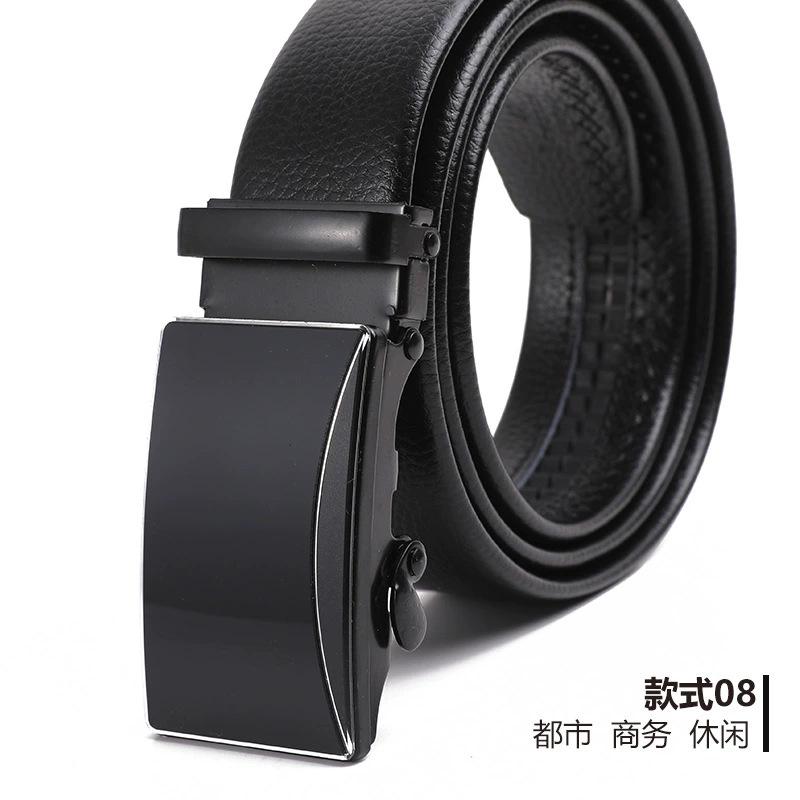 Belt Men'S Automatic Buckle Belt Lychee Pattern Hemming Belt Business Belt Stall