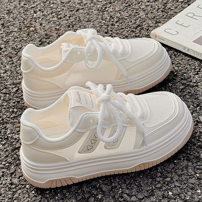 Thick-soled Versatile and High-white Shoes for Women's 2025 New Summer Breathable Sports Shoes for Women's Niche Lightweight Board Shoes