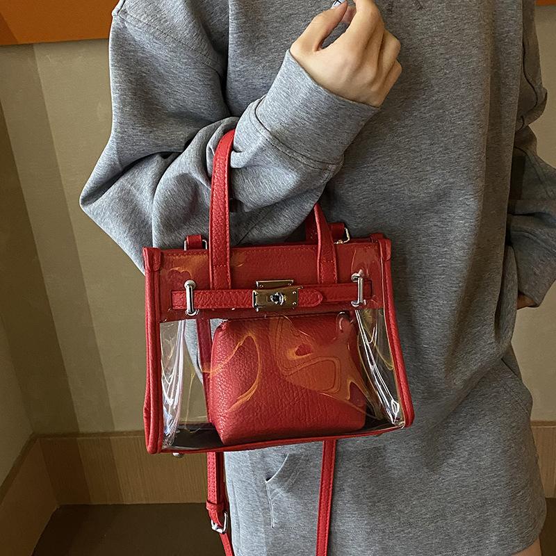 Spring and summer popular transparent bag women 2025 new Korean version of fashion niche versatile messenger mother and child jelly bag