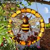 Acrylic Honey Bee with Flowers Suncatcher, Stained Glass Effect Window Hanging Ornament for Nature & Bee Lover Gifts