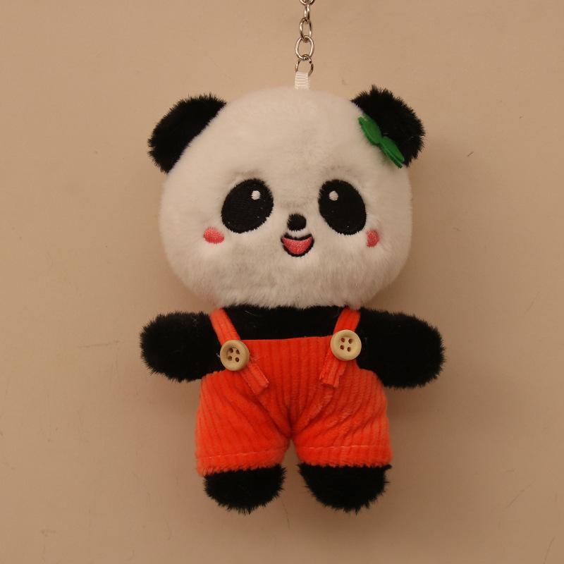 Cute Overalls Panda Scratch Doll Doll Plush Toy Cartoon Keychain School Bag Pendant Gift
