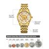 BINLUN Men's Automatic Skeleton Watch Full Skeleton Double-Sided Gold Finish