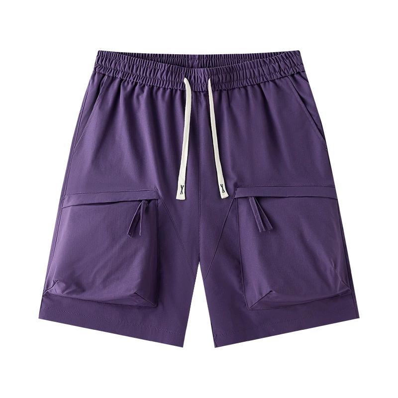 Quick Drying Workwear Shorts for Men, Loose Straight Leg Casual Pocket Five Quarter Pants for Men