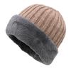 WTEMPO Solid Color Thick Fleece Hats for Men Winter Woolen Hats Soft Stretchy Cold-proof Windproof Knitted Hats for Dad