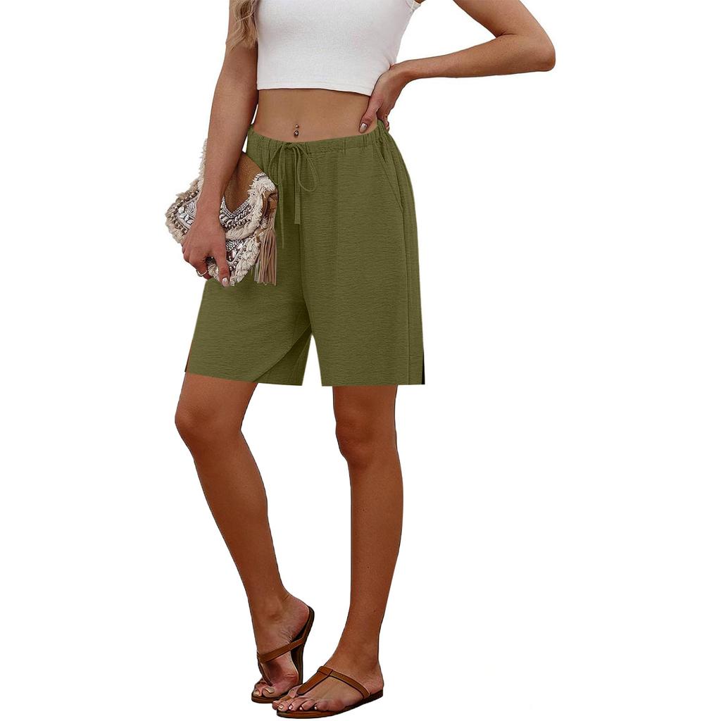 Women's Loose  Straight Drawstring Pocket Casual Shorts