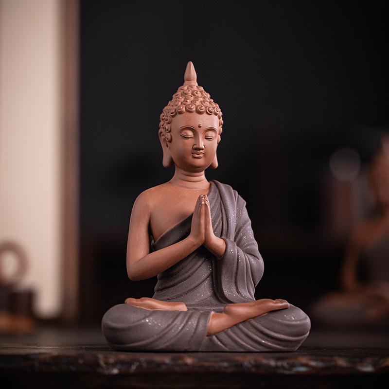 Southeast Asia Thai Buddha Sakyamuni Figure Decoration statue-Ceramic Handmade Sculpture Home Room Office Garden Decoration