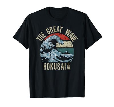 Great Wave Japan Kanagawa Hokusai Kanji Anime Manga Otaku T-shirt