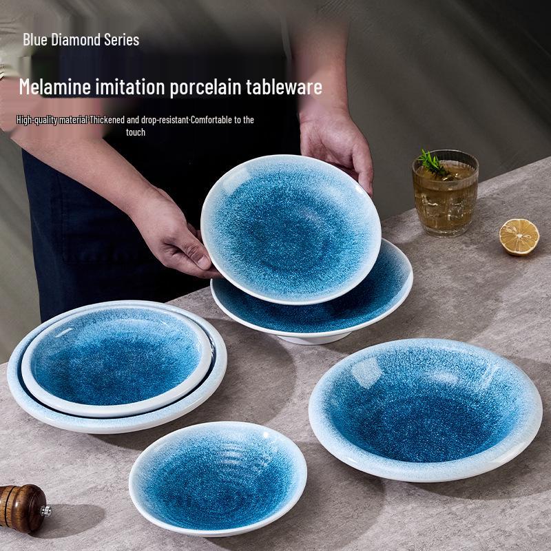 Melamine Faux Porcelain Bibimbap & Noodle Bowl Set: Deep Plates for Soup, Salad, Liangpi & More.