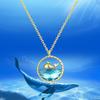Cute Sweet Blue Crystal Sea Whale Pendant Necklace For Women New Creative Design Summer Collar Jewelry Gift