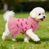 Small Dog Sweater Dress Heart Puppy Sweater Dog Knitted Clothes with Leash Hole Turtleneck Pullover Warm