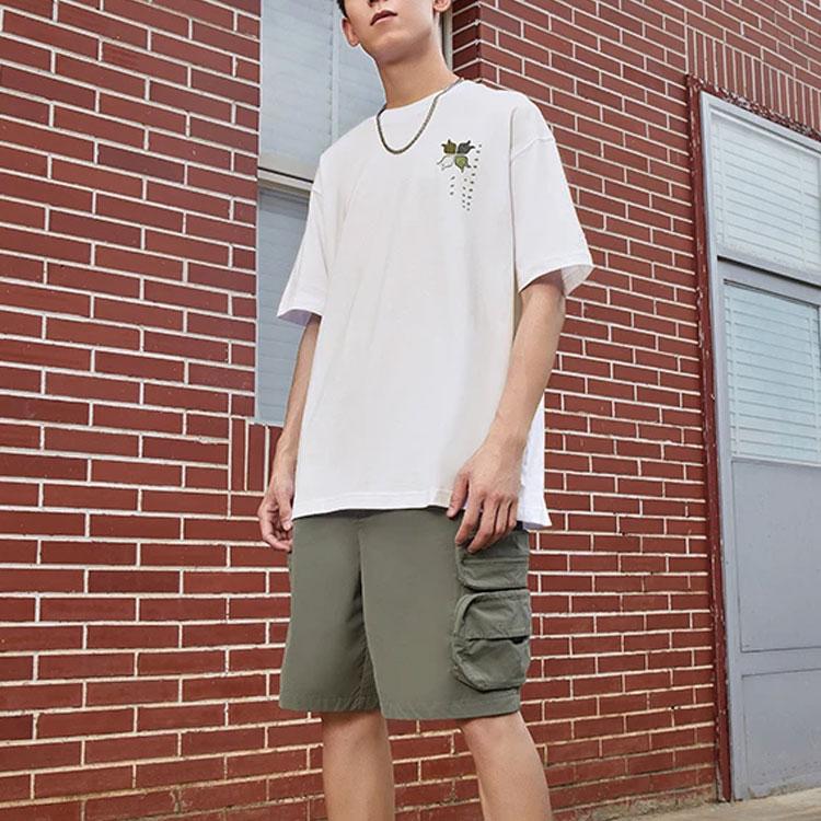 Li Ning Floral Print Loose Crew Neck Short Sleeve T-Shirt Unisex Tops White ATSS597-6